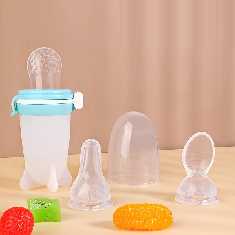 Squeeze Feeding Silicone Baby Solid Milk Bottle