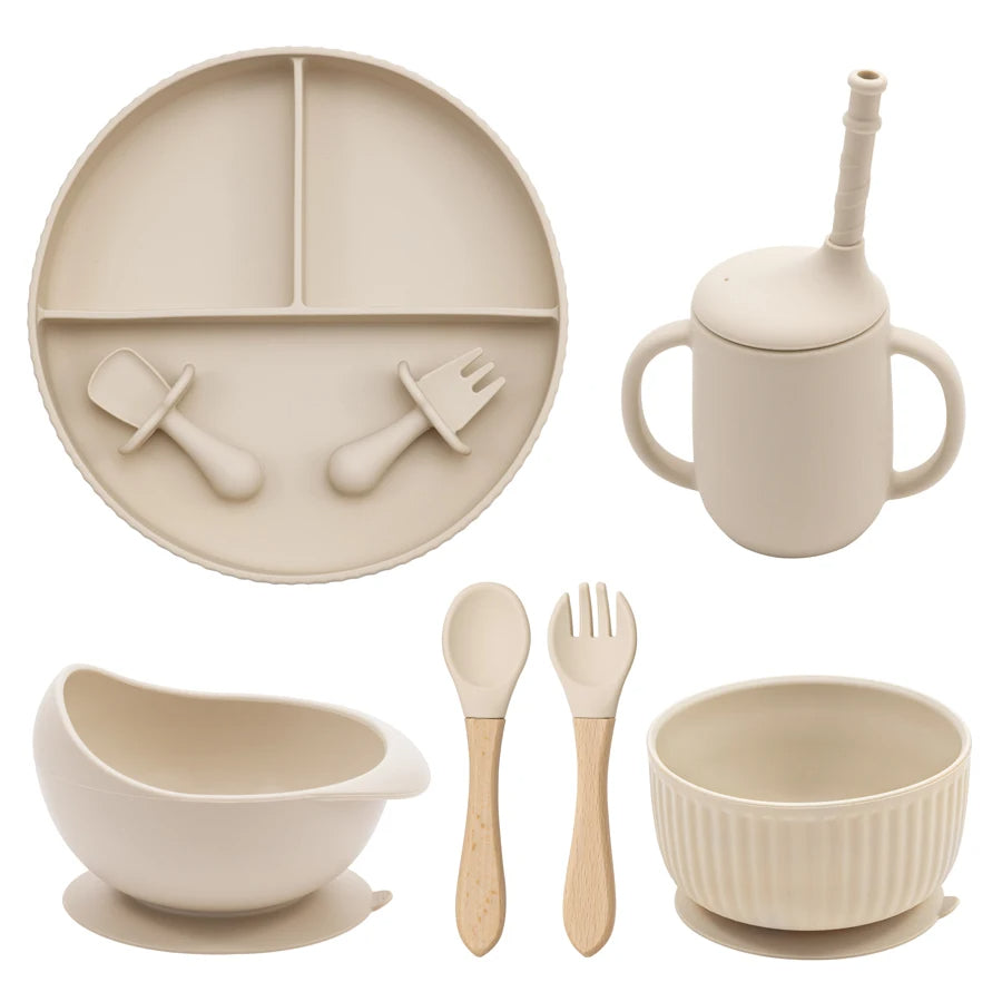 Baby Silicone Cookware Feeding Plate Bowl Set