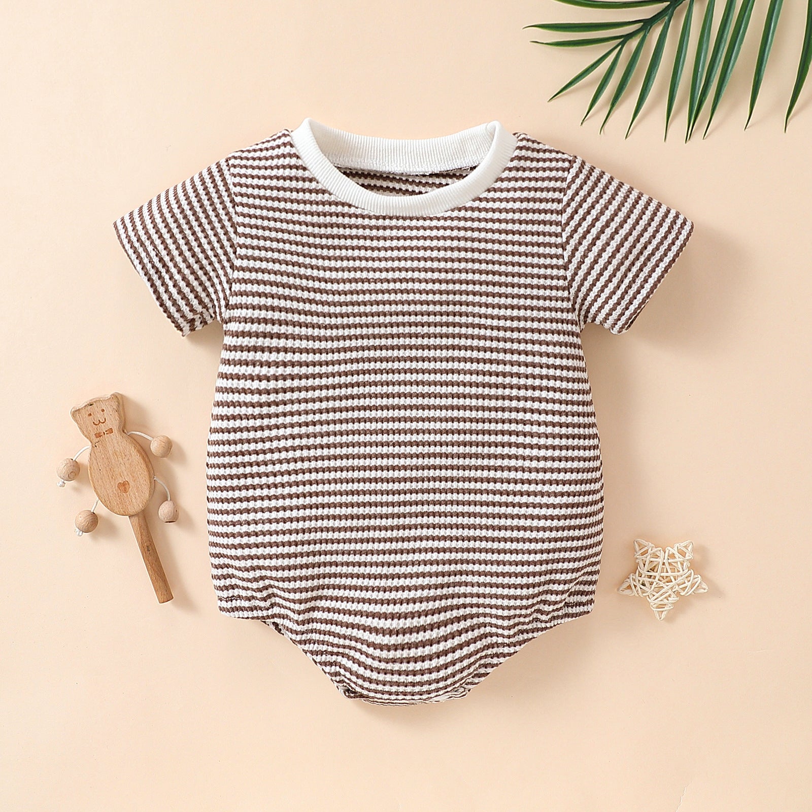 Baby Striped Cotton Short Sleeve Triangle Rompers