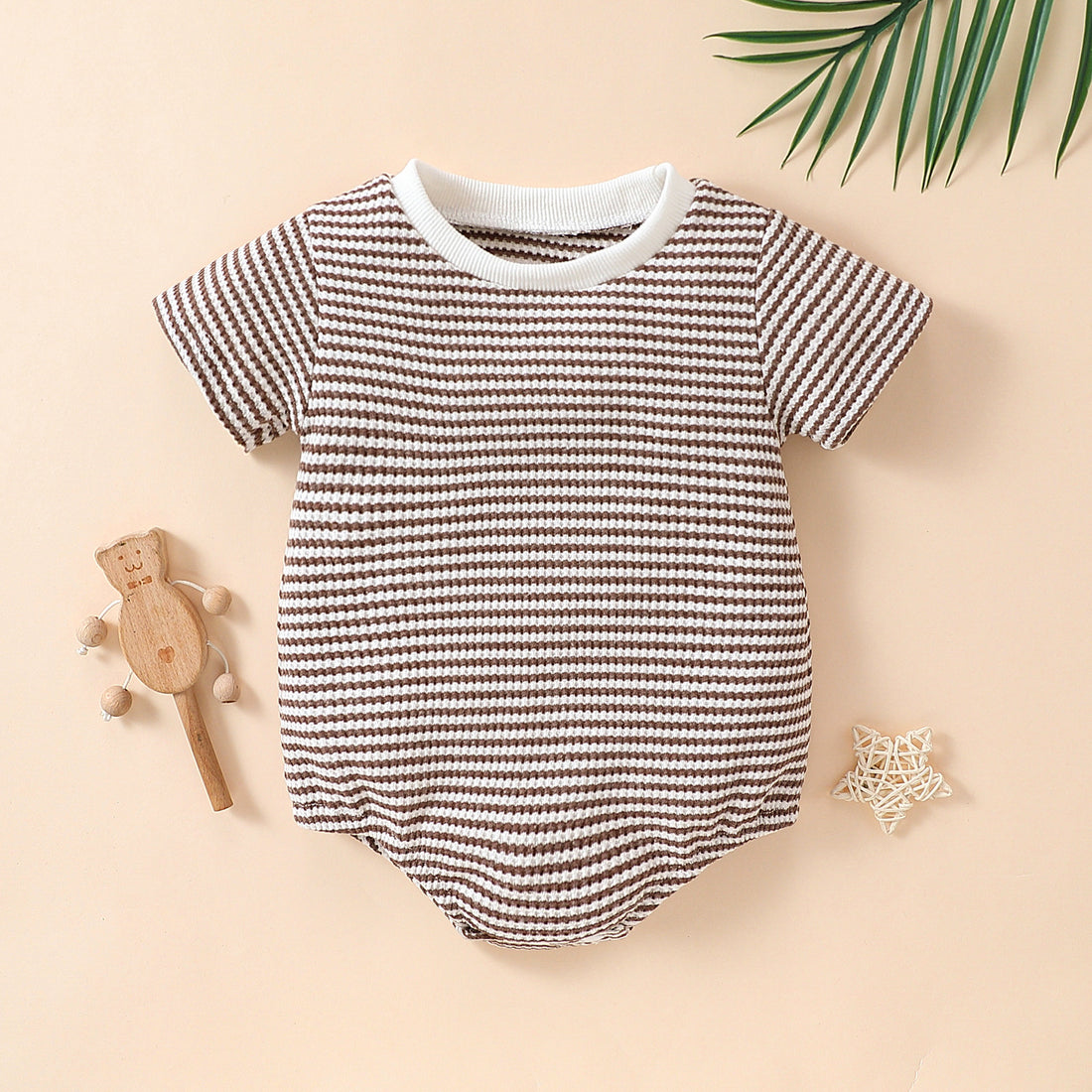 Baby Striped Cotton Short Sleeve Triangle Rompers