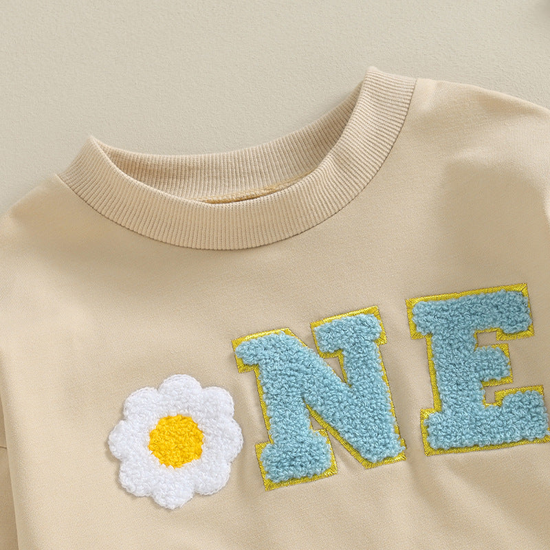 Baby Letters Golden Edge Embroidery Romper