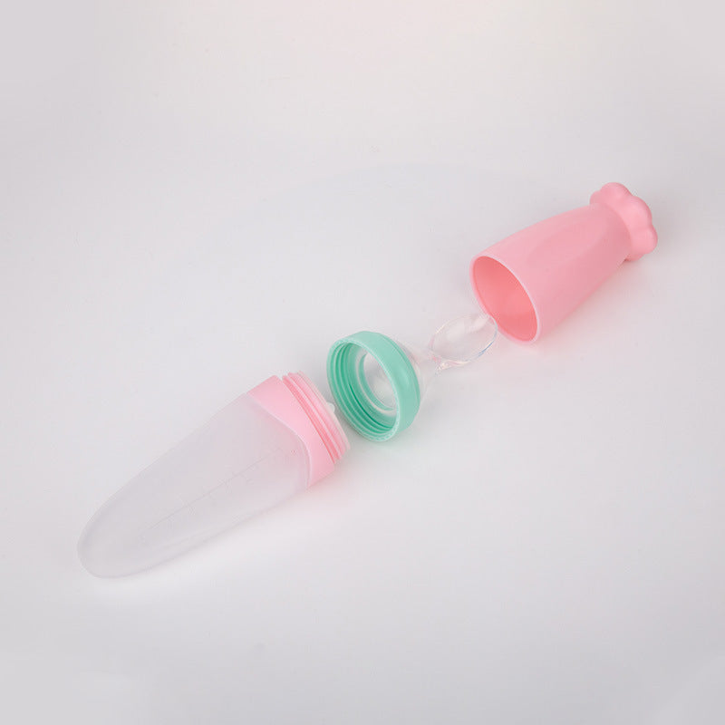 Baby Silicone Rice Cereal Spoon Milk Bottle Squeeze Feeding Spoon Child Complementary Food Spoon Rice Cereal Feeder Rice Cereal Silicone Bottle