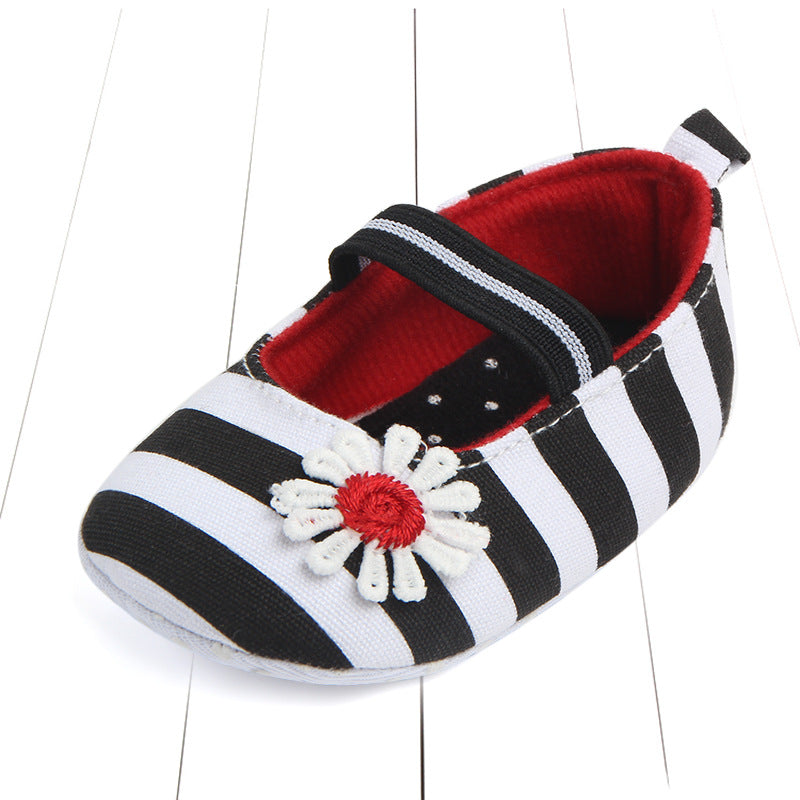Striped Flower Baby Shoes