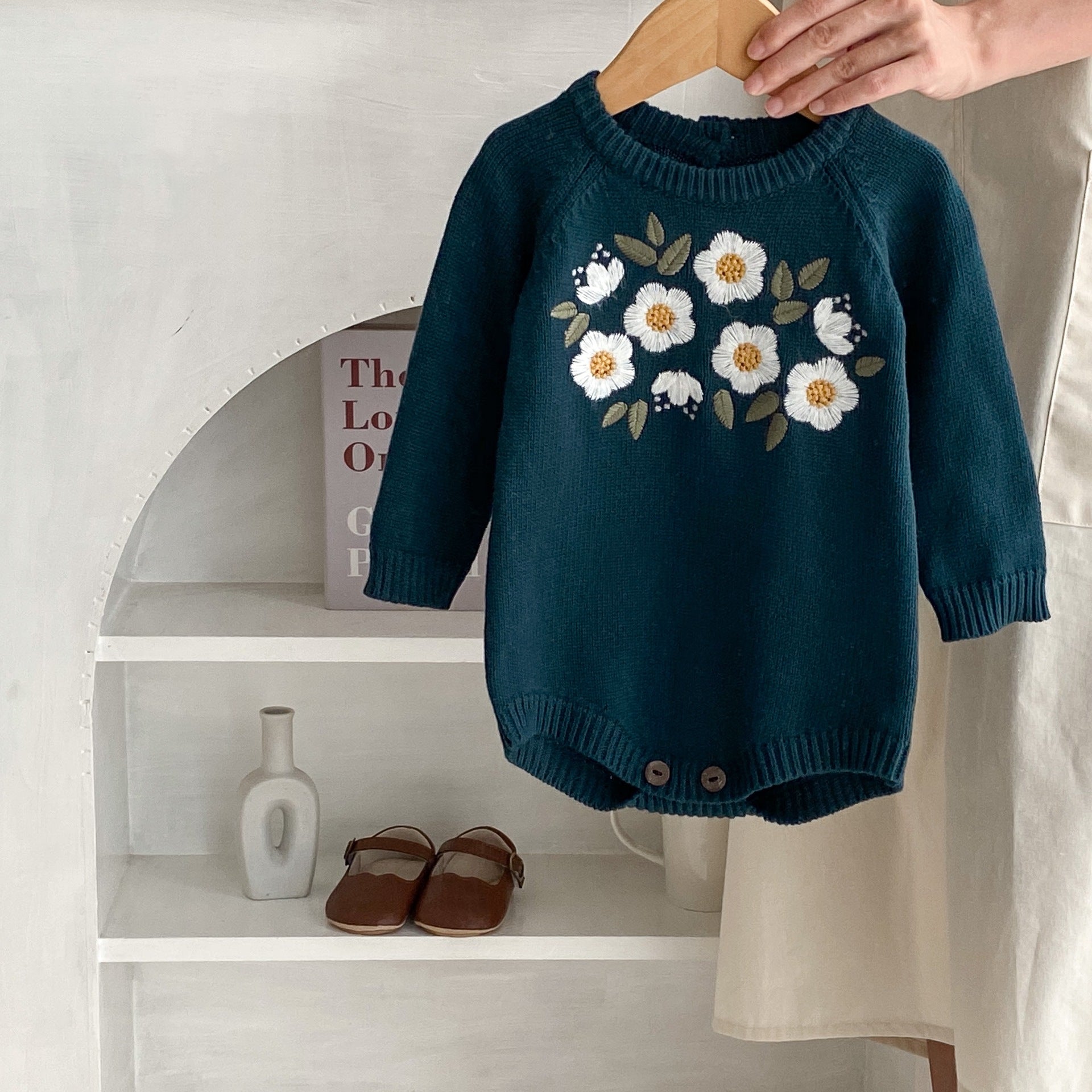 Baby Girl's Embroidered Triangle Rompers