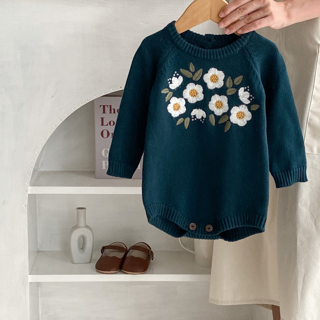 Baby Girl's Embroidered Triangle Rompers
