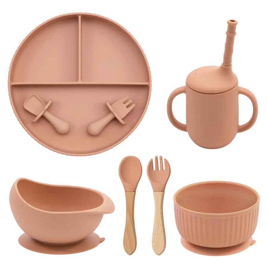 Baby Silicone Cookware Feeding Plate Bowl Set