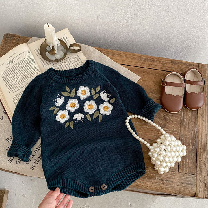Baby Girl's Embroidered Triangle Rompers