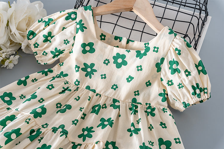 Girls Cotton Floral Princess Dress Skirt
