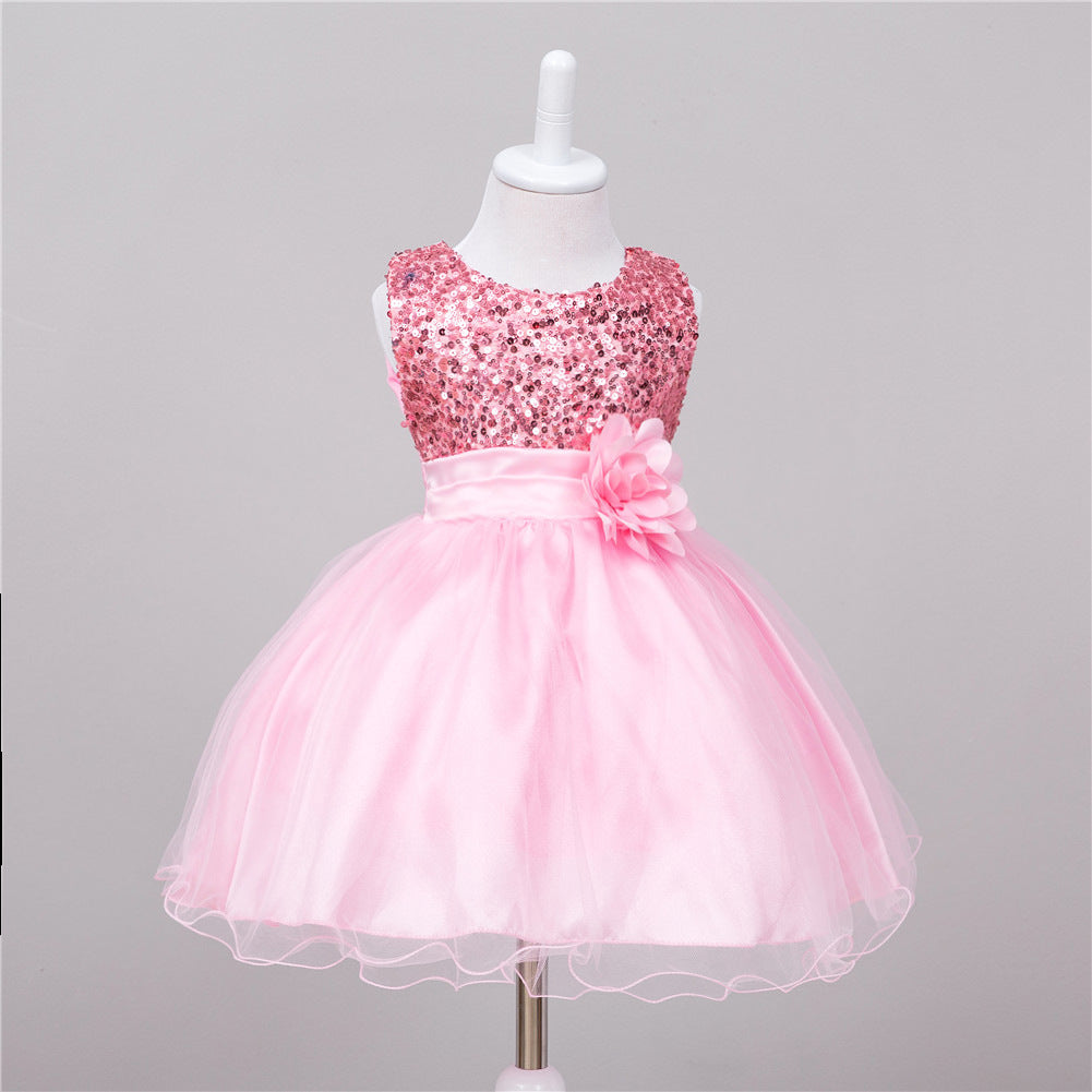 Baby Sequin Flower Wedding Princess Dress