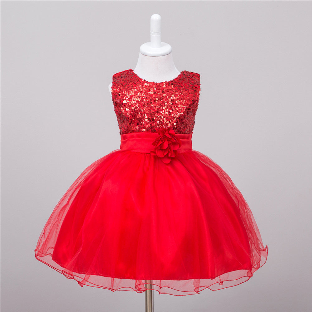 Baby Sequin Flower Wedding Princess Dress
