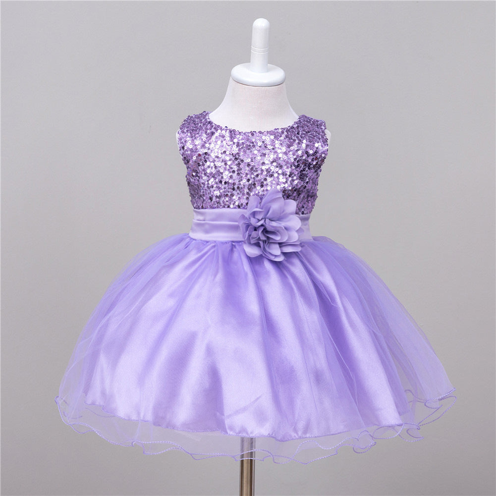 Baby Sequin Flower Wedding Princess Dress