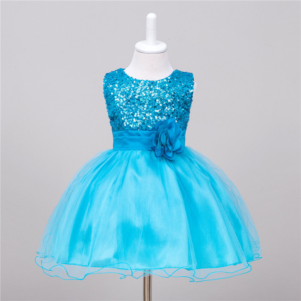 Baby Sequin Flower Wedding Princess Dress