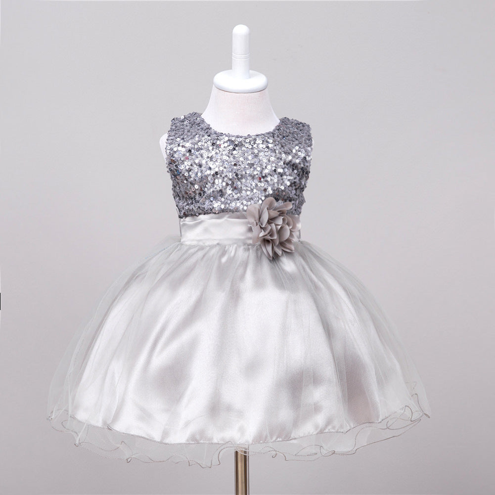 Baby Sequin Flower Wedding Princess Dress