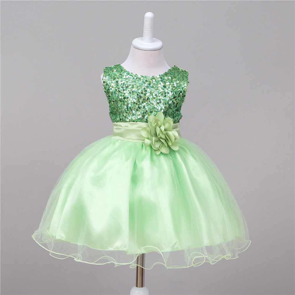 Baby Sequin Flower Wedding Princess Dress