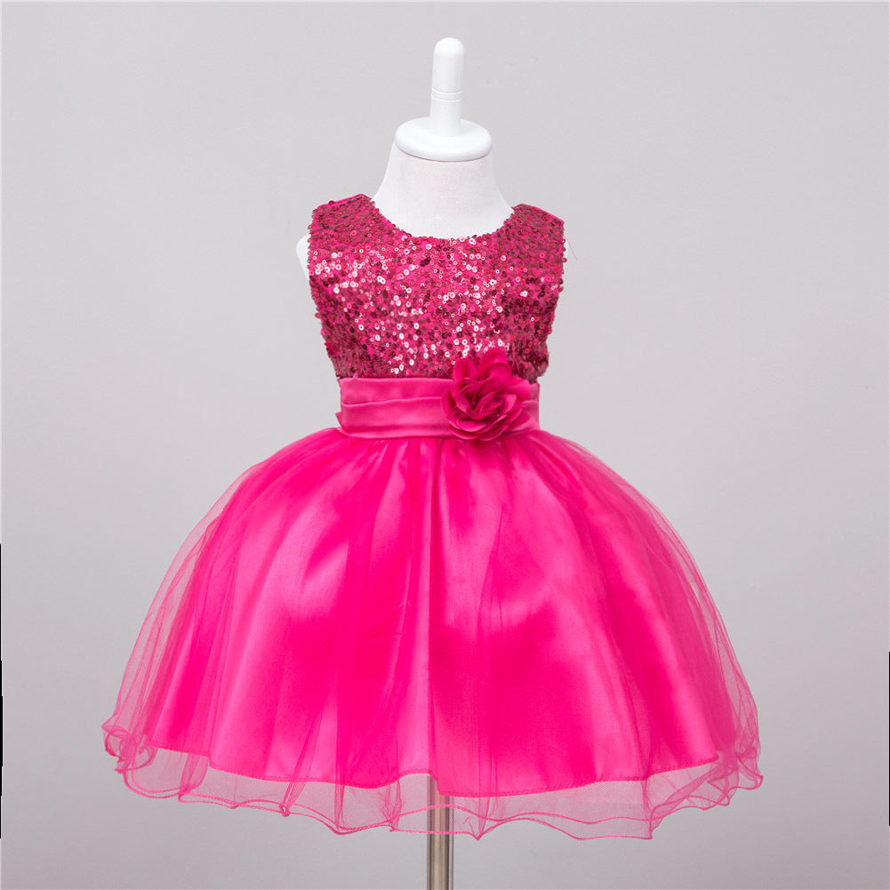 Baby Sequin Flower Wedding Princess Dress