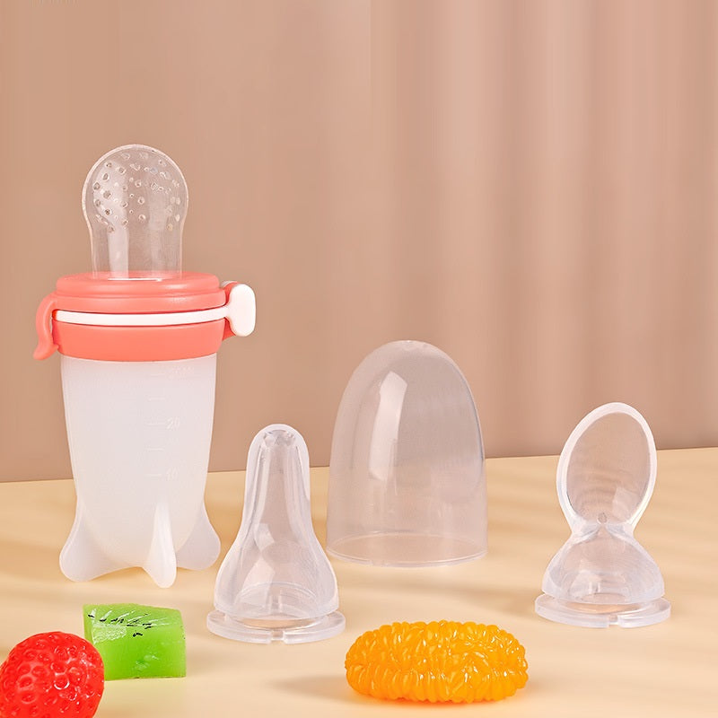 Squeeze Feeding Silicone Baby Solid Milk Bottle