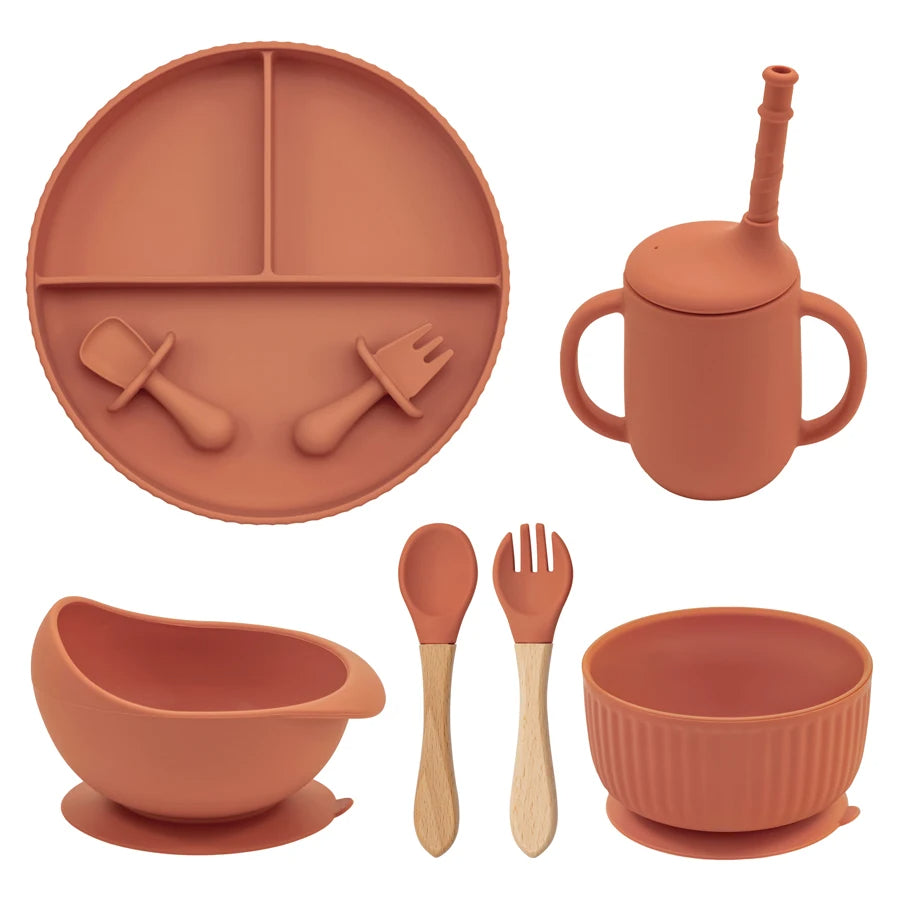 Baby Silicone Cookware Feeding Plate Bowl Set