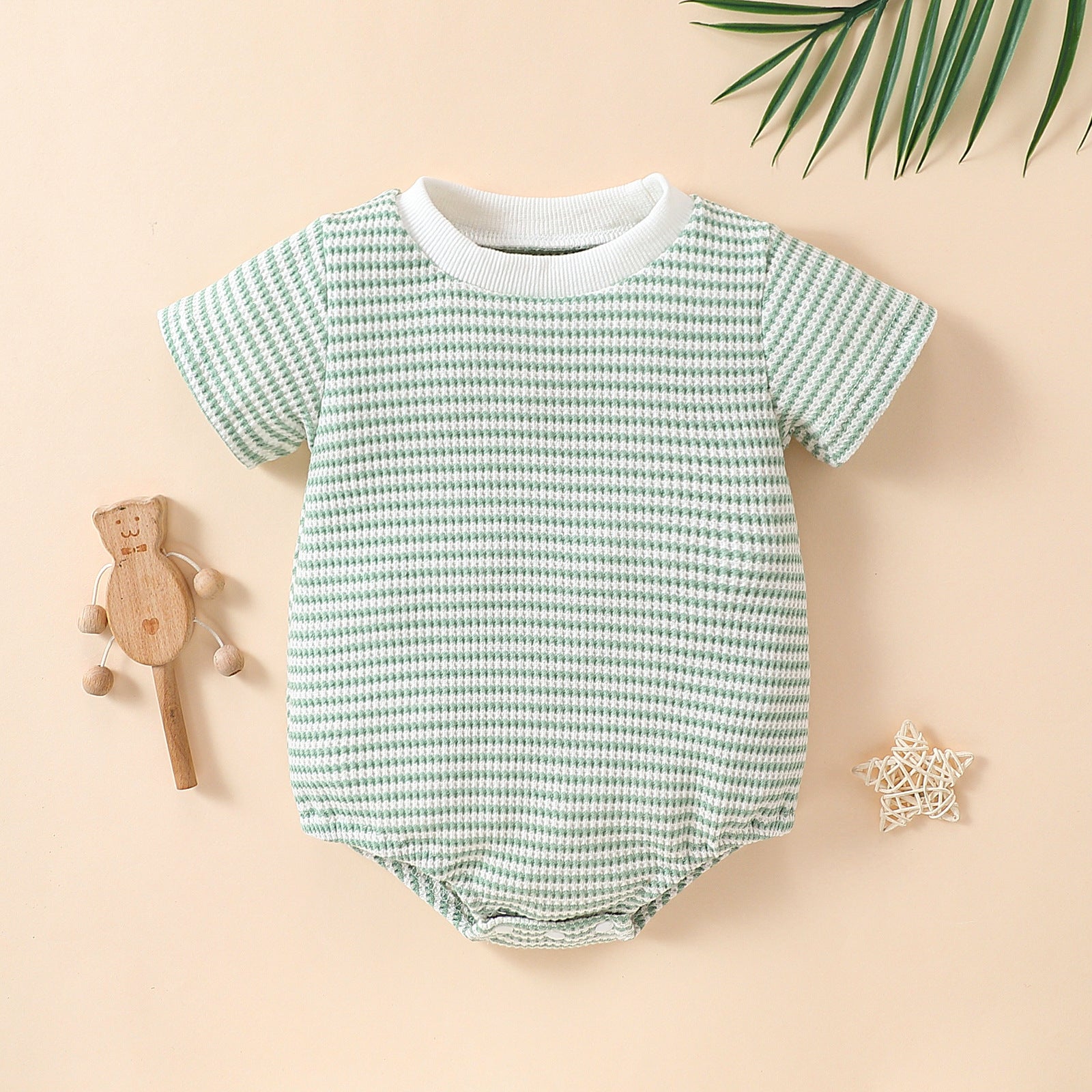 Baby Striped Cotton Short Sleeve Triangle Rompers