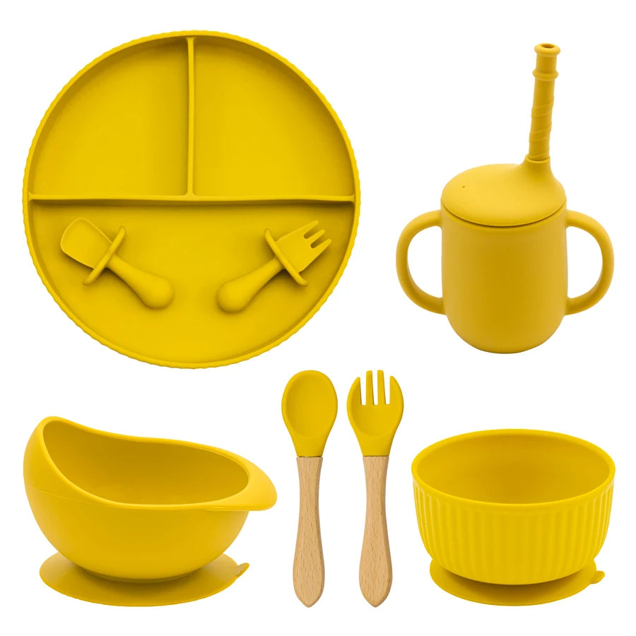 Baby Silicone Cookware Feeding Plate Bowl Set
