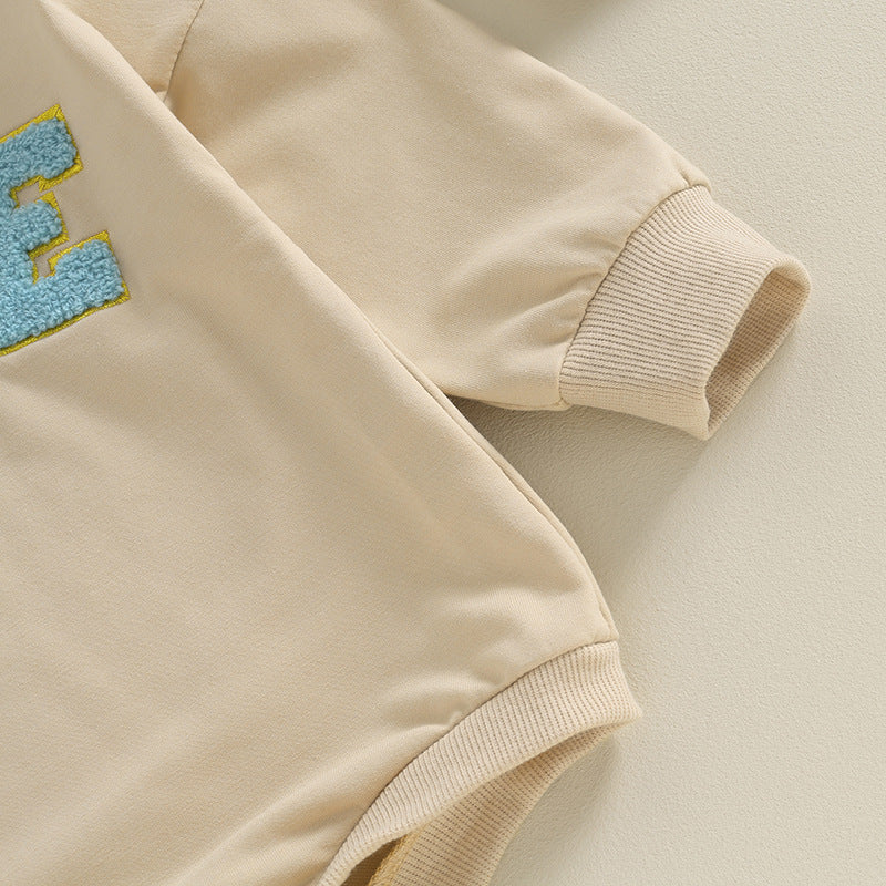 Baby Letters Golden Edge Embroidery Romper