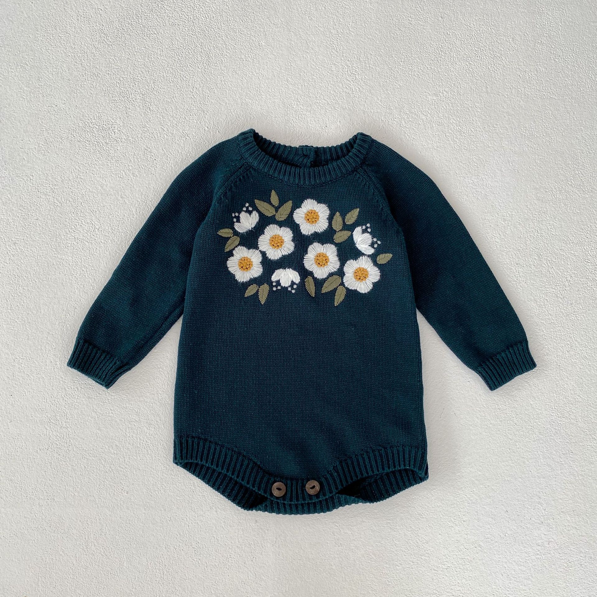 Baby Girl's Embroidered Triangle Rompers