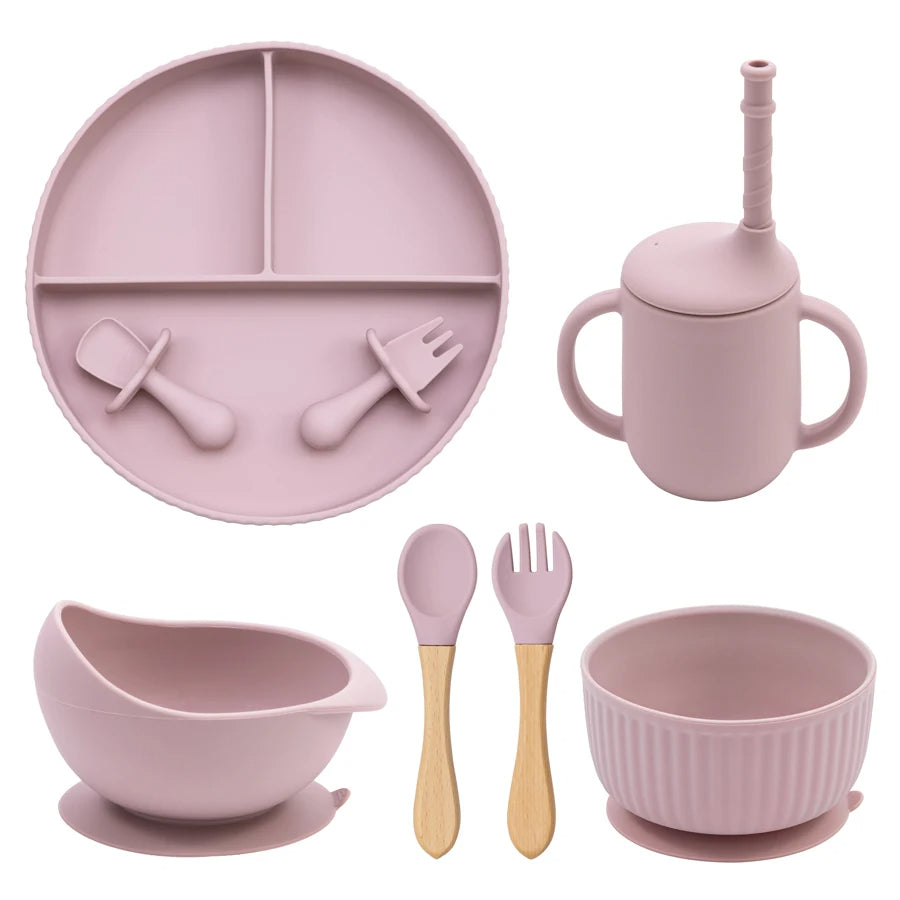 Baby Silicone Cookware Feeding Plate Bowl Set