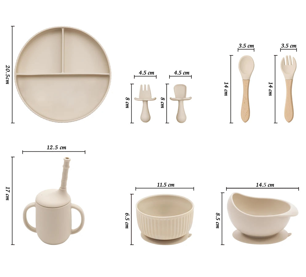 Baby Silicone Cookware Feeding Plate Bowl Set