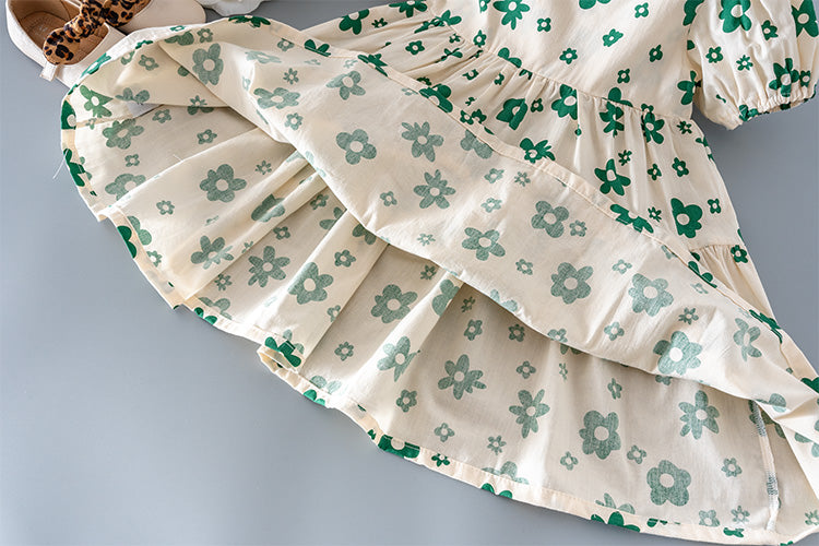 Girls Cotton Floral Princess Dress Skirt