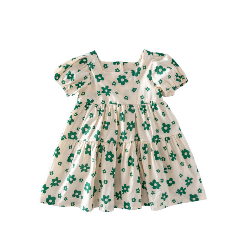 Girls Cotton Floral Princess Dress Skirt