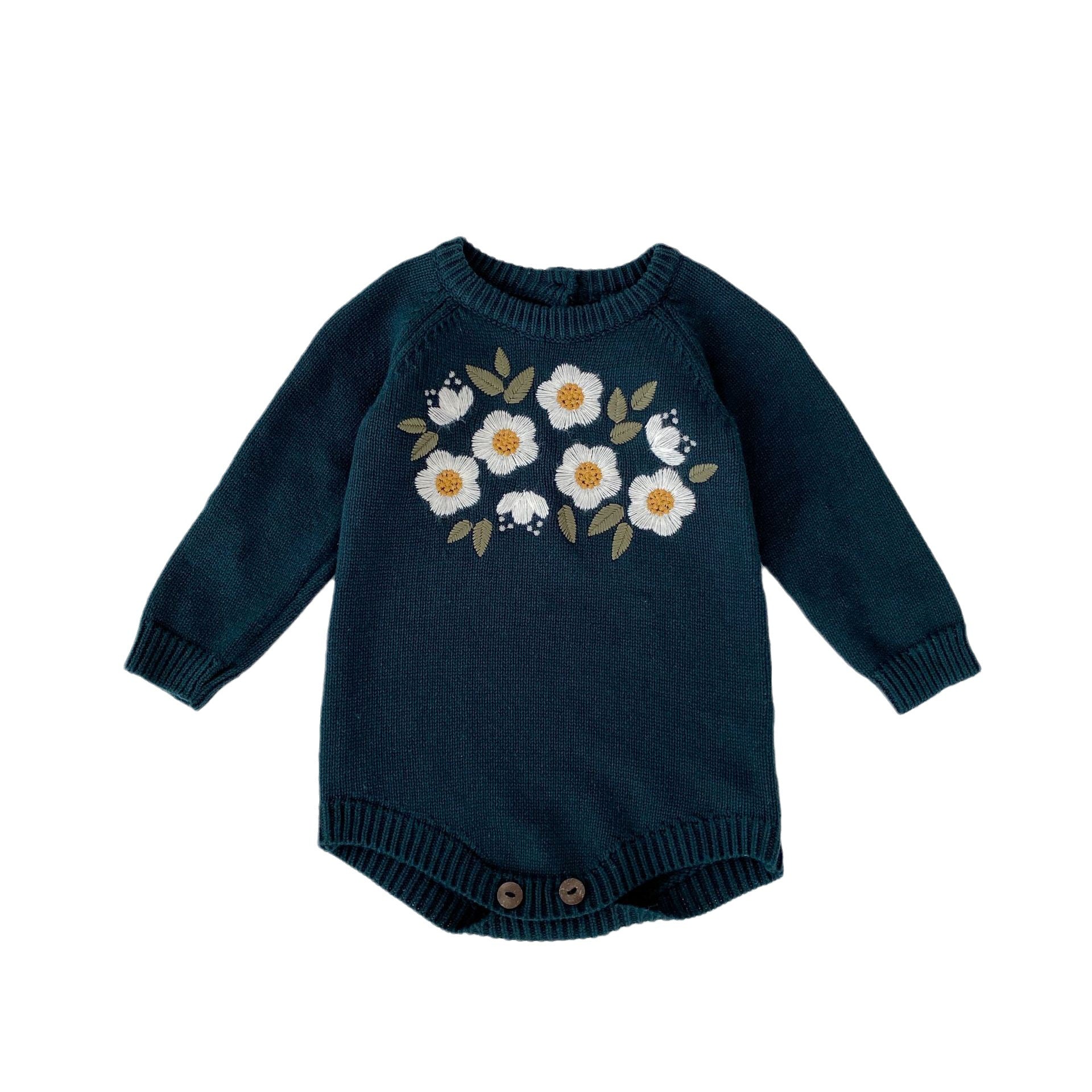 Baby Girl's Embroidered Triangle Rompers