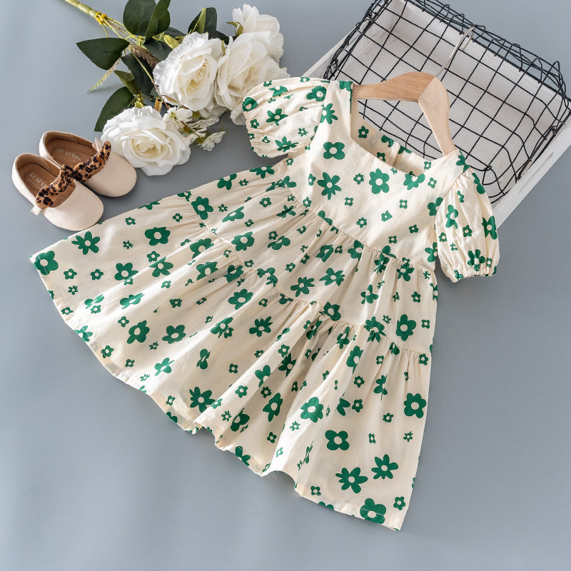 Girls Cotton Floral Princess Dress Skirt
