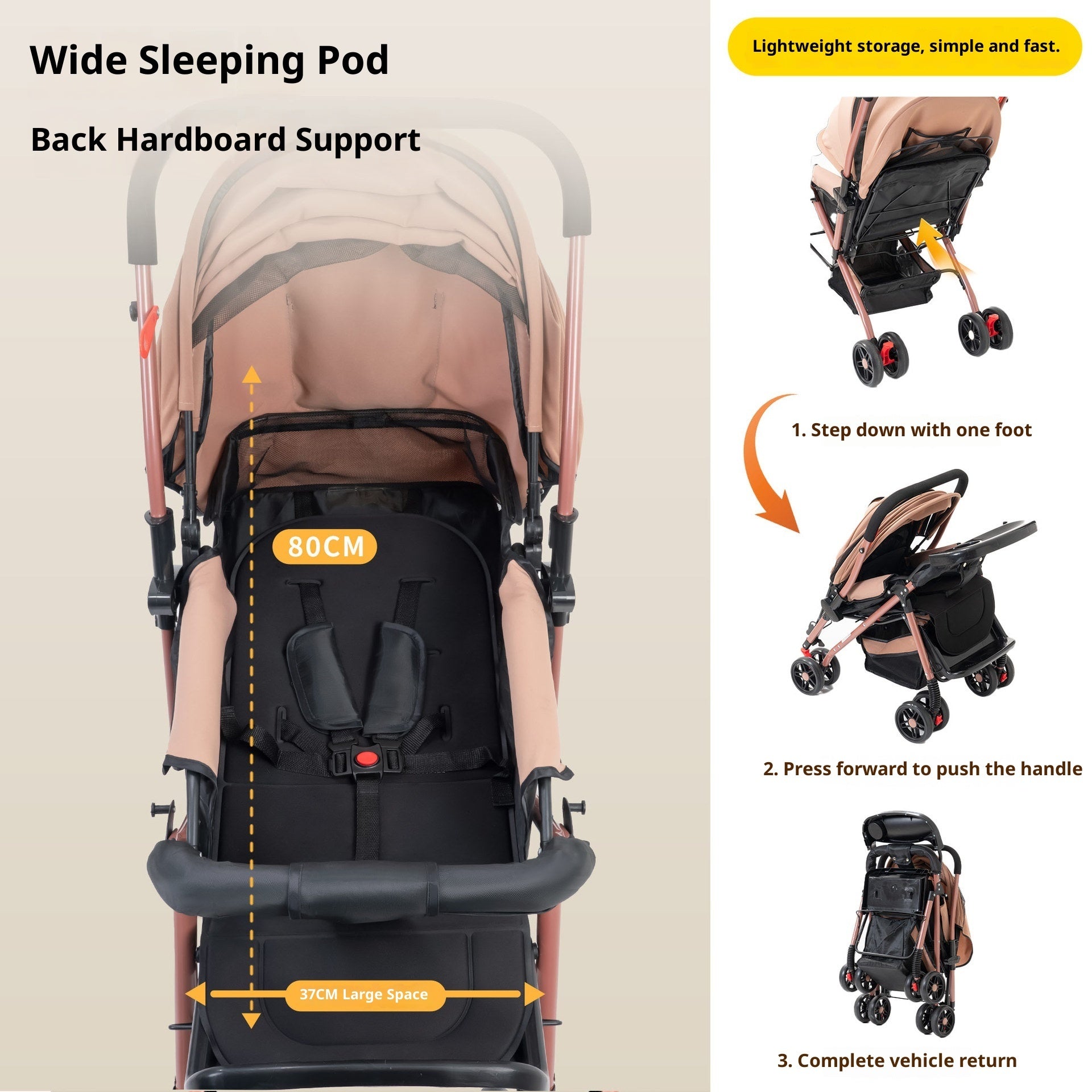 Sit And Lie, Foldable Lightweight Stroller