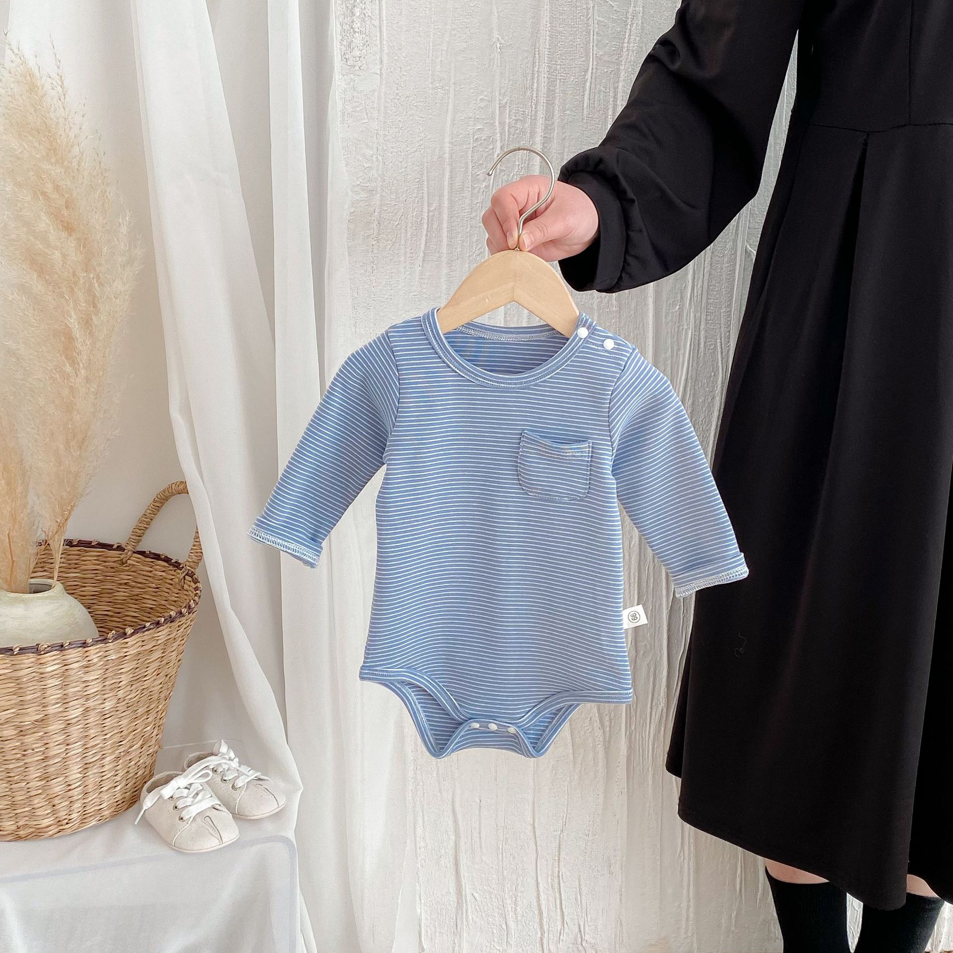 Striped Baby Long Sleeve Romper