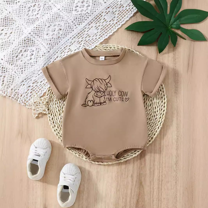 Baby Cute Cow Pullover Triangle Rompers