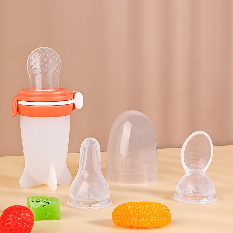 Squeeze Feeding Silicone Baby Solid Milk Bottle