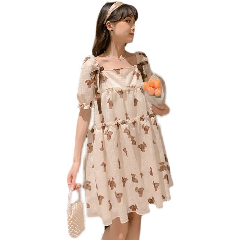 Maternity Thin Chiffon Print Dress