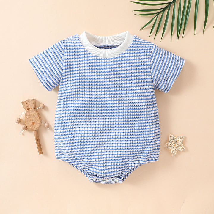 Baby Striped Cotton Short Sleeve Triangle Rompers