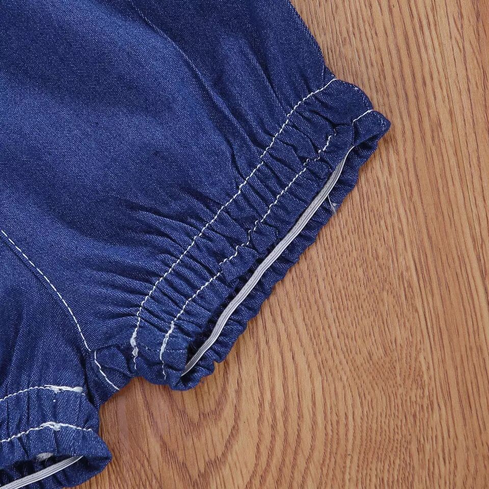 Baby Girl Ruffled Blue Denim Jumpsuit