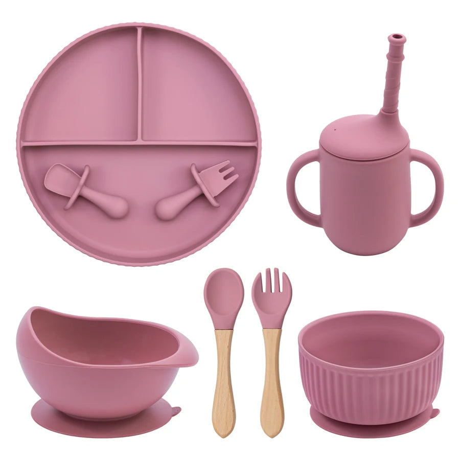 Baby Silicone Cookware Feeding Plate Bowl Set