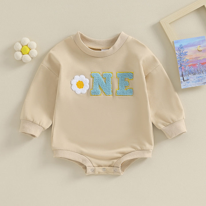 Baby Letters Golden Edge Embroidery Romper